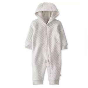 Quilted Gray Hooded Baby Jumpsuit